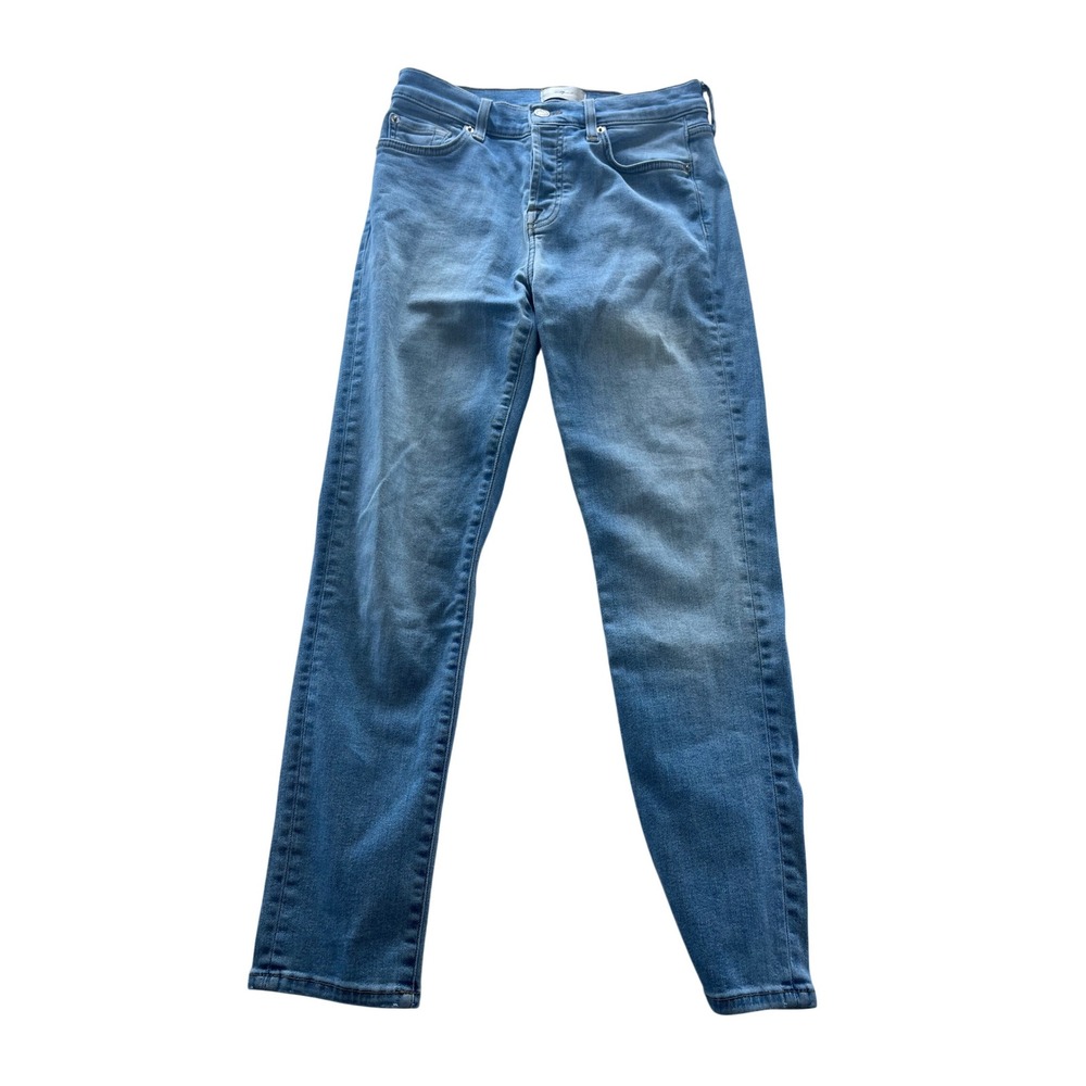 7 For All Mankind Skinny Jeans Womens Size 25 Button Fly‎ Light Wash Denim
